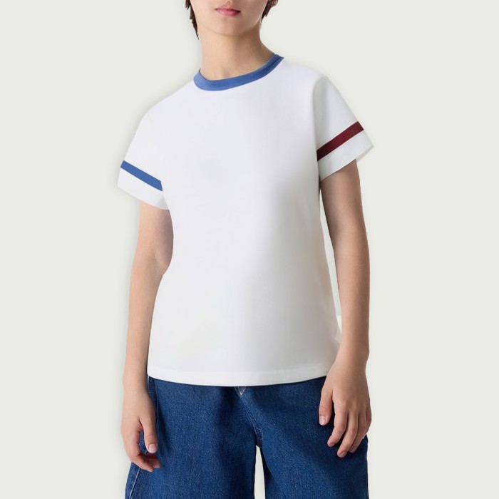 White baby boy short-sleeved round neck casual top