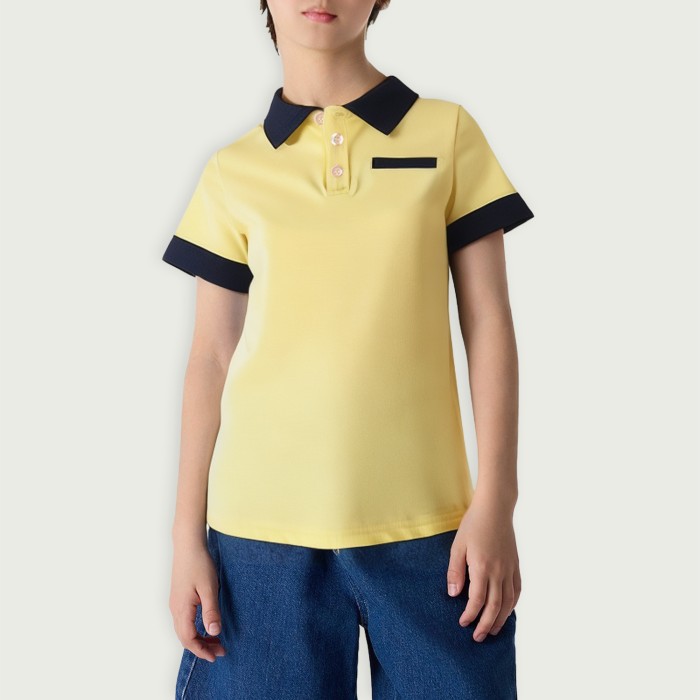Yellow Boys' Pique Short Sleeve Polo Shirt