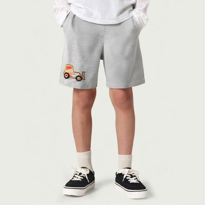 Knitted elastic waist pocket design boys summer shorts