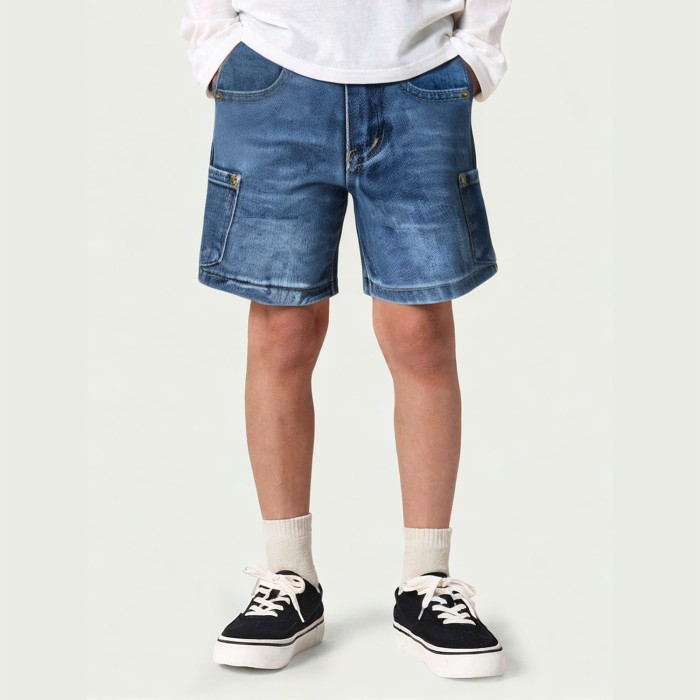 Summer casual pocket children's denim cargo shorts