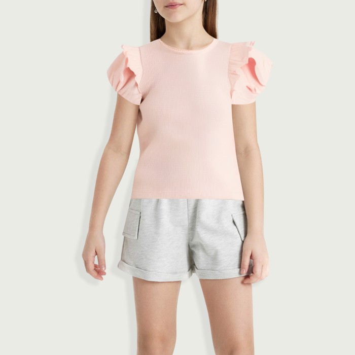 Girls Floral Square Neck T-Shirt