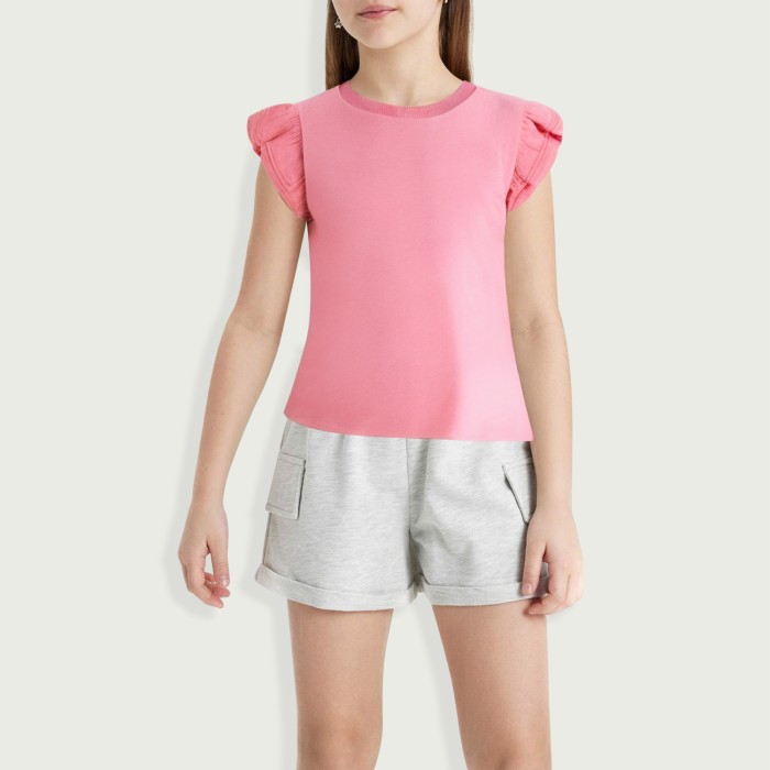Infant and toddler cotton ruffled thickened T-shirt