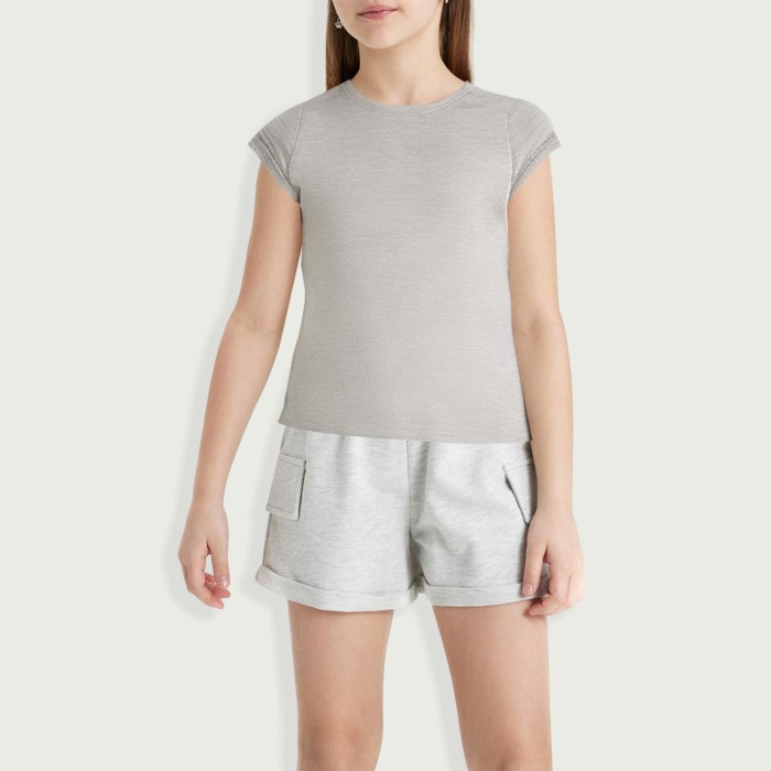Baby Girl Basic Stretch Round Neck Short Sleeve T-Shirt