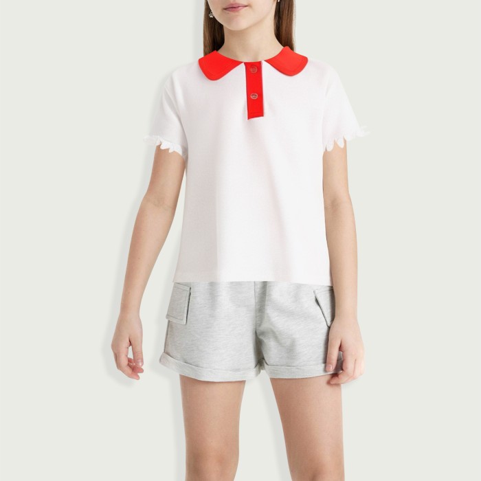 Short-sleeved knitted casual cotton blend top