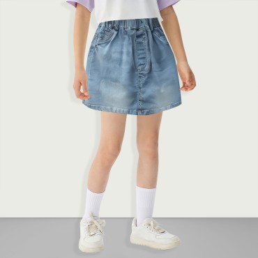 Little girl solid color denim skirt