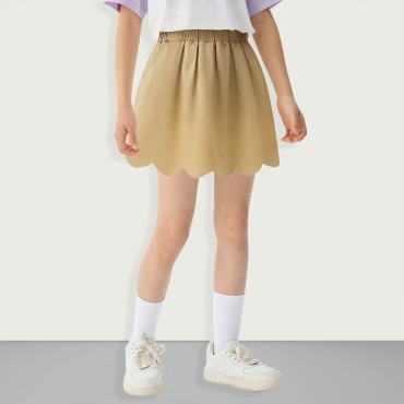 Girls' elastic fan-shaped school uniform skirt pants