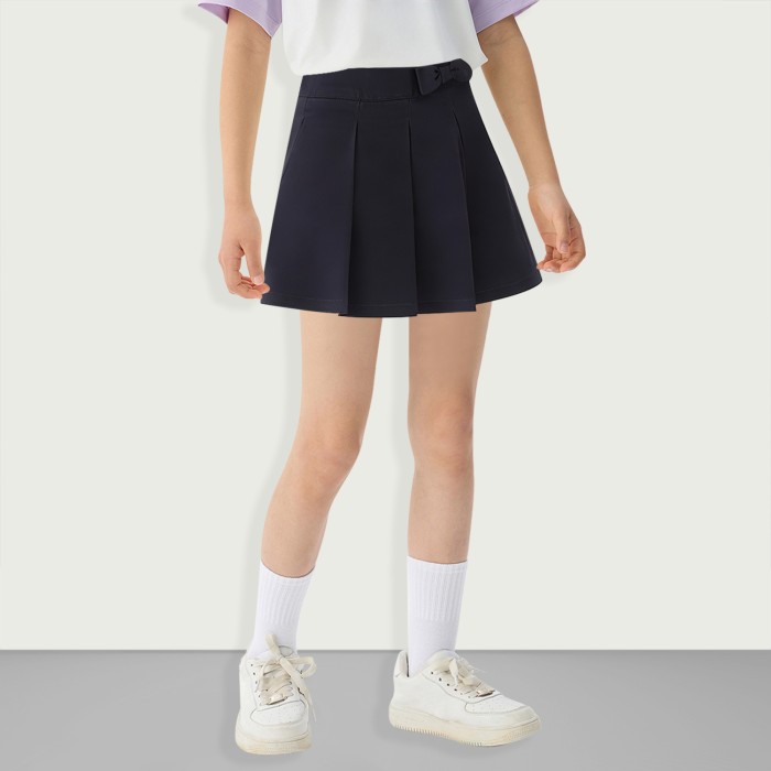 Girls Uniform Bow Pleated Culottes
