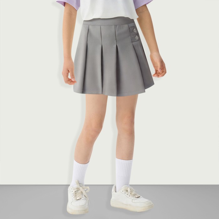 Girls Button Pleated School Uniform Culottes