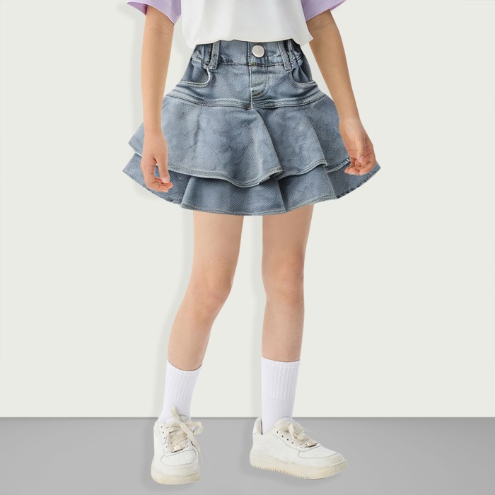 Girls Mini Flared Denim Culotte