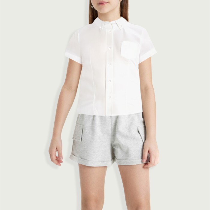 Girls Short Sleeve Oxford Shirt