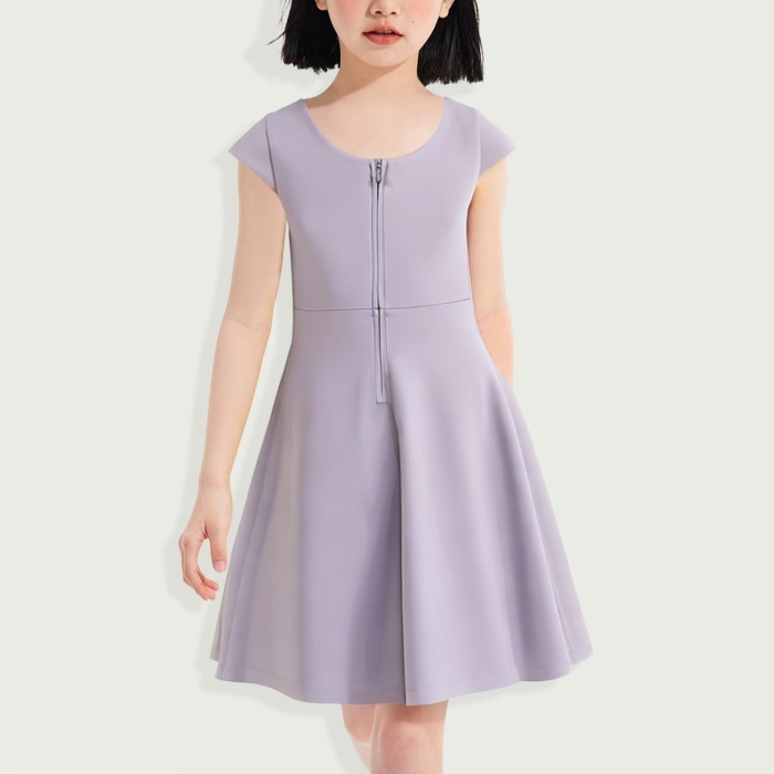 Girls Dress Crew Neck Back Zipper Closure