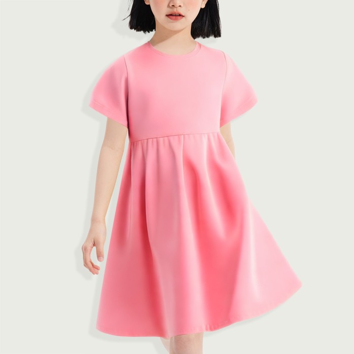 Girls Short Sleeve Casual A-Line Skater Dress