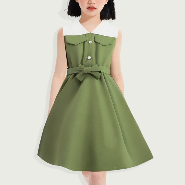 Summer Girls Sleeveless Waist Polyester Suit Short Skirt