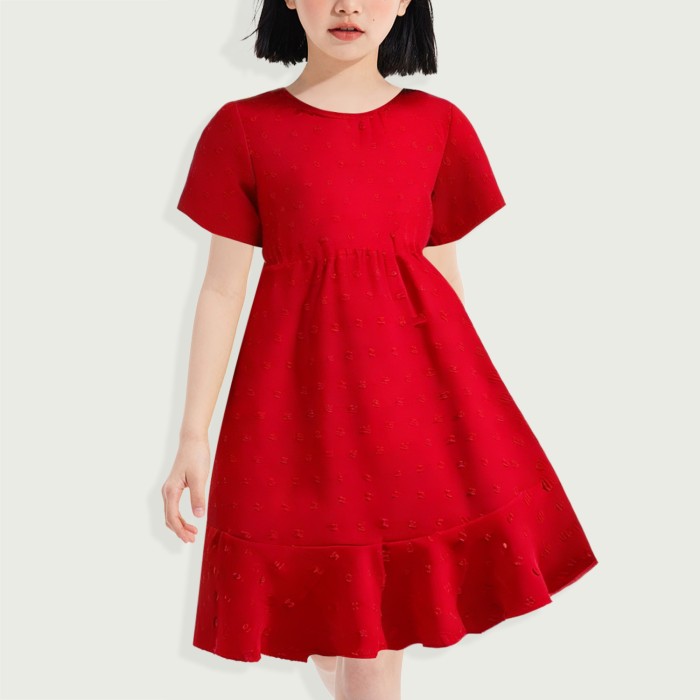 Summer Casual Printed Red Princess Dress