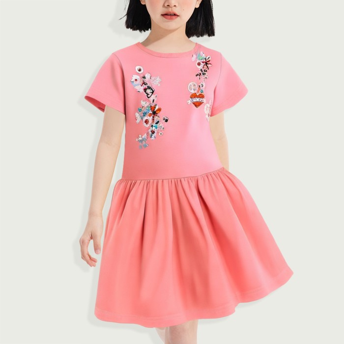 Summer girls cartoon print princess dress