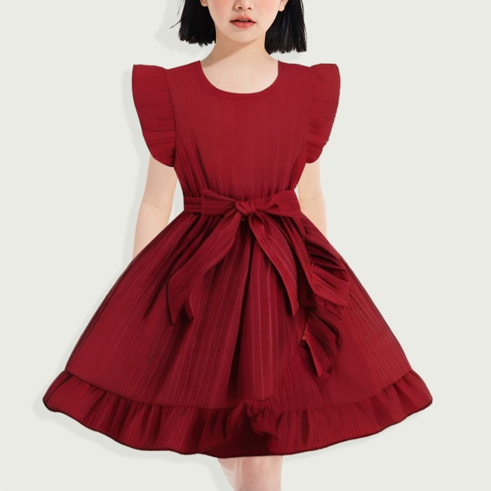 Exquisite Design Patchwork Pleated Skirt Girls Dress