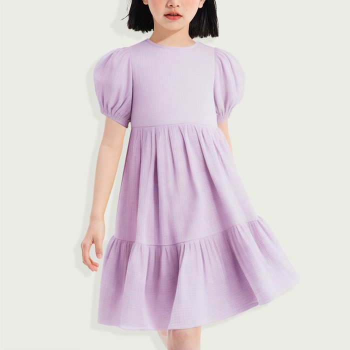 Organic Cotton Ruffled Jersey Short Sleeve A-Line Skirt