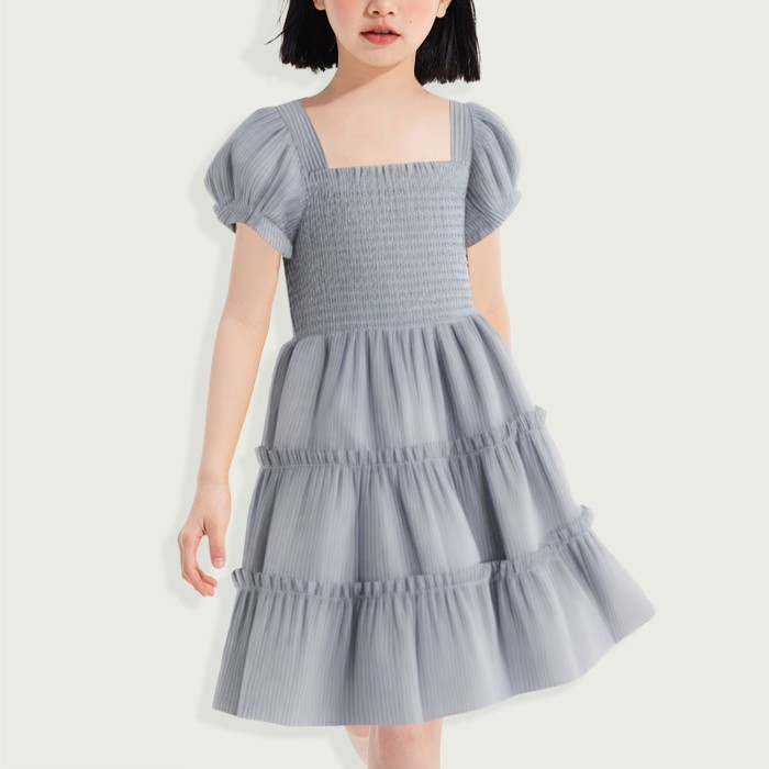 Girls Short Sleeve Pleated Dress