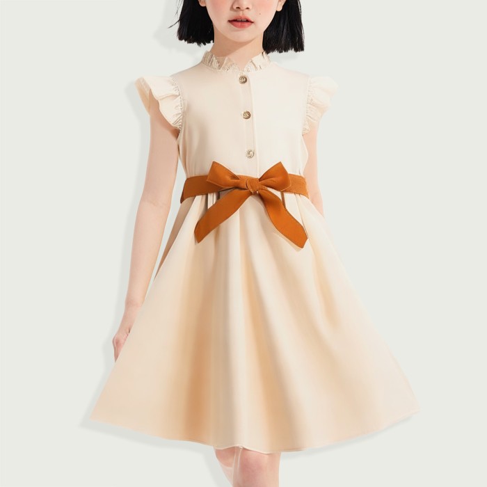 Girls Ruffle Cap Sleeve Dress
