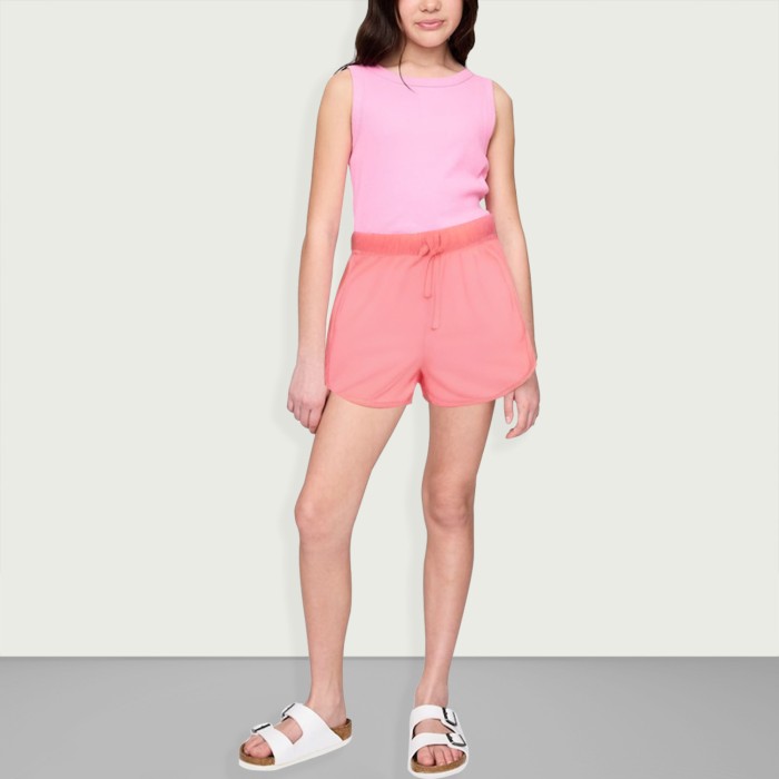 Summer casual girls solid color elastic drawstring shorts