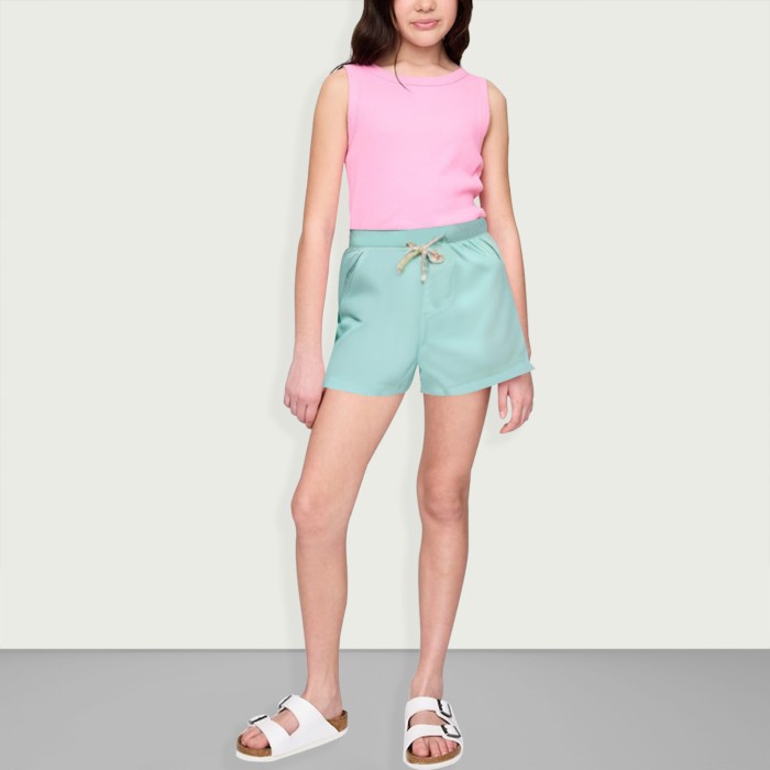 Solid Loose Cotton Drawstring Shorts