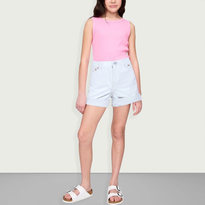 Girls classic distressed denim girlfriend shorts