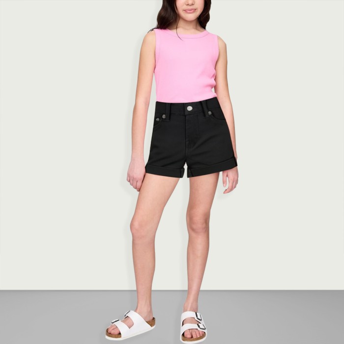 Adjustable waist distressed hem straight pants