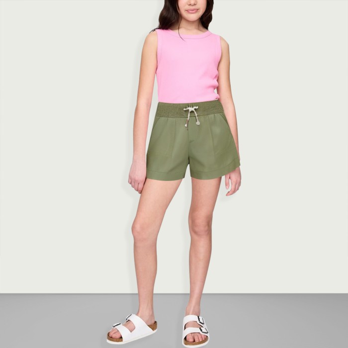 Girls Cotton Drawstring Shorts Elastic Waist